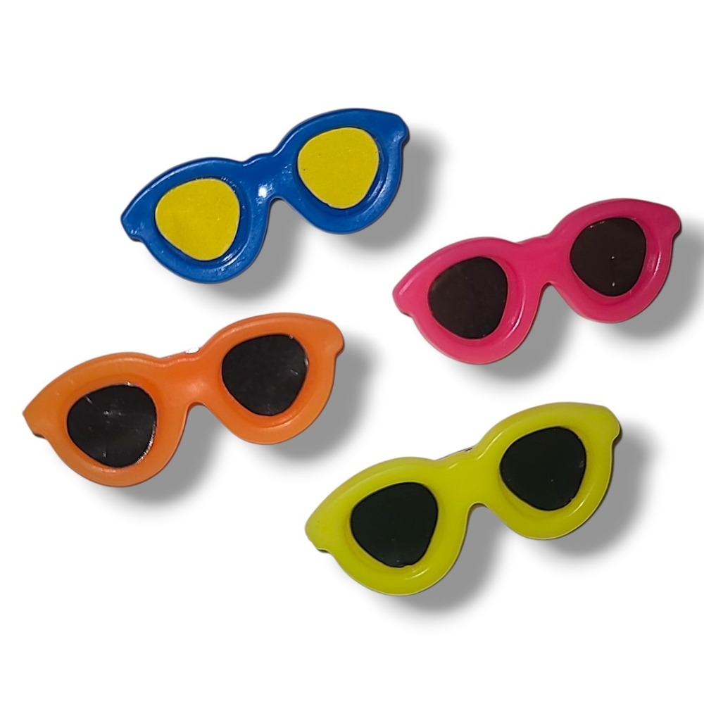 Vintage 80s 90s Sunglasses Brooch Pin‎ Lot Colorful Plastic Retro Fashion Set 4